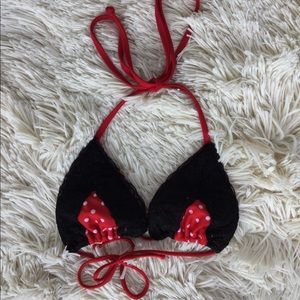 Black Lace & Red and White Polka Dot Bikini